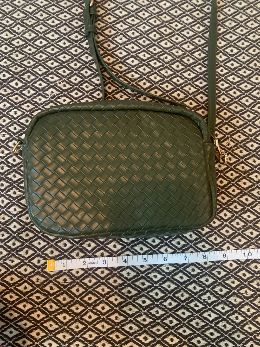Woven Crossbody Bag in Deep Green